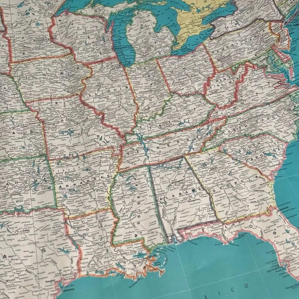 Vintage Hammond Classic United States USA Wall Map Classroom/School/Office